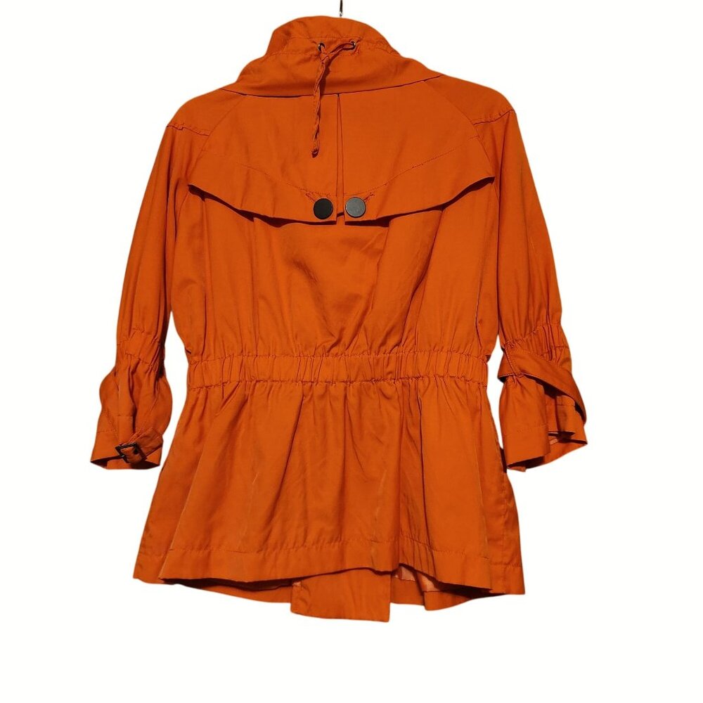 Women's Orange Double-Breasted Lightweight Jacket with Black Buttons - Picture 3 of 9
